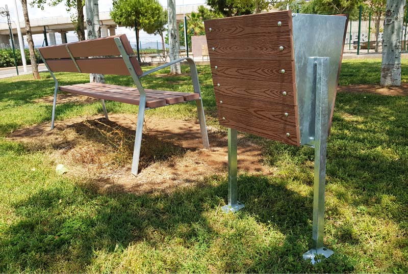 Papeleras urbanas de madera