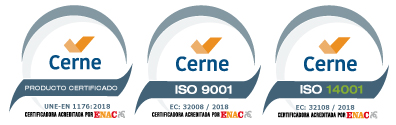 children's equipment certified according to the safety standard UNE-EN 1176:2018